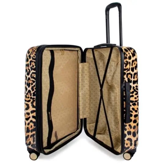 Badgley Mischka Leopard Expandable Hardside Checked 3pc Luggage Set image {1}