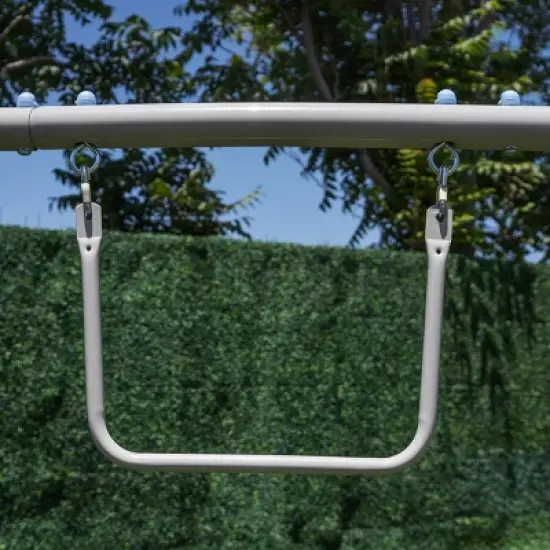 The Swing Company Yonkers Metal Swing Set with Glide Ride Trapeze Bar and 5' Slide image {7}
