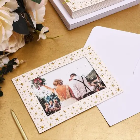 Best Paper 36 Pack Photo Insert Greeting Cards with Envelopes Included, Gold Stars Border, 5 x 7 In Photo, Durable Paper Picture Frames image {1}