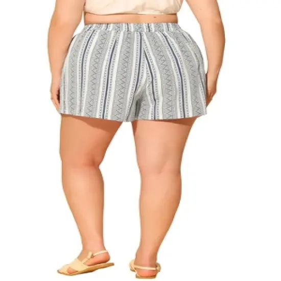 Agnes Orinda Women's Plus Size Boho Holiday Beach Pocket Casual Shorts image {3}