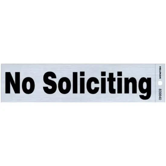 Hillman English Silver No Soliciting Decal 2 in. H X 8 in. W - Case of 6 image {1}