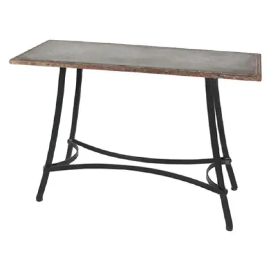 Metal Industrial Arts Style Rectangular Console Table Brown - Olivia & May image {1}