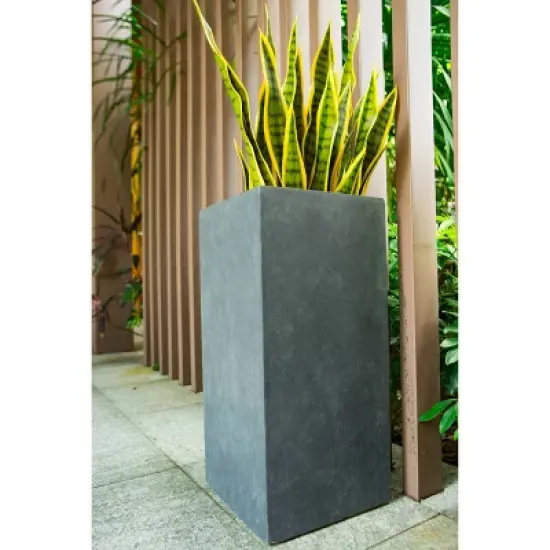 Rosemead Home & Garden, Inc.14" Wide Square Concrete/Fiberglass Planter: Modern, Tall, Weather-Resistant image {2}