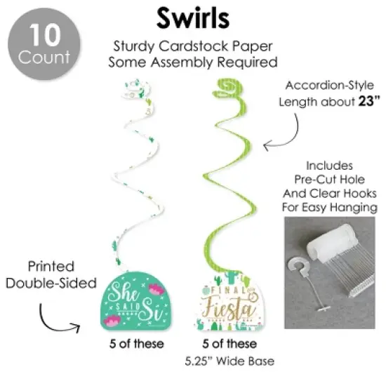 Big Dot of Happiness Final Fiesta - Last Fiesta Bachelorette Party Supplies Decoration Kit - Decor Galore Party Pack - 51 Pieces image {3}