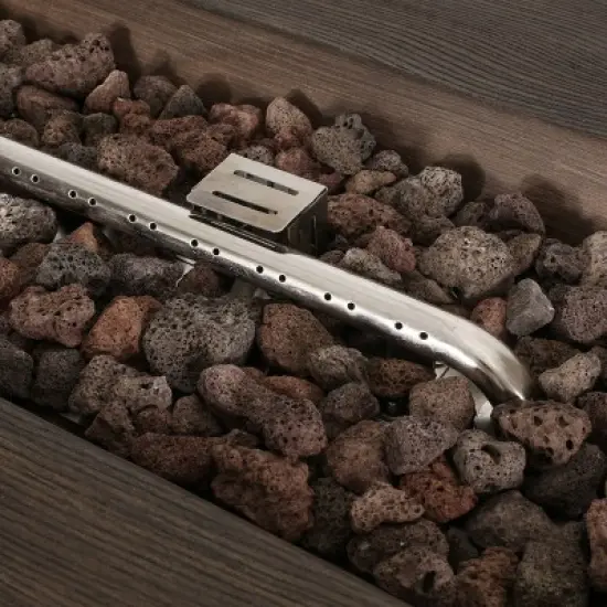 Arnton Outdoor 40000 BTU Rectangle Fire Pit Wood Brown - Christopher Knight Home image {9}