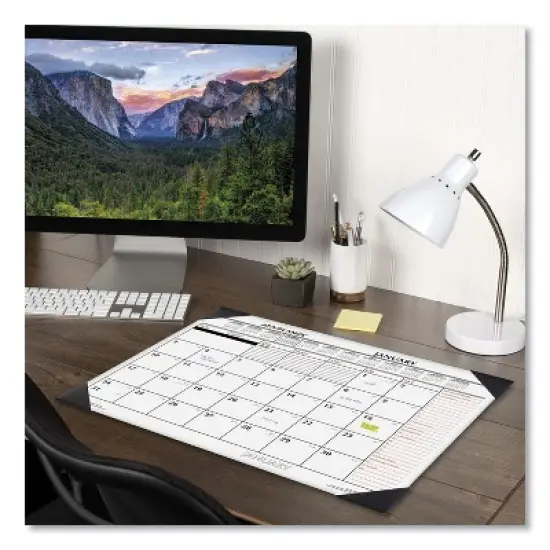 Two-Color Monthly Desk Pad Calendar, 21.75 x 17, White Sheets, Black Corners, 12-Month (Jan to Dec): 2026 image {2}