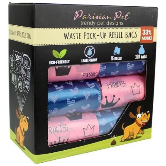 Parisian Pet 'Princess Hearts' Waste Bags for Dogs & Cats - Eco-Friendly, Durable, Leak-Proof Pink Pet Waste Bags image {1}