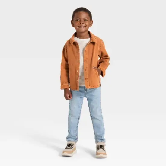Toddler Boys' Twill Snap Front Jacket - Cat & Jack&trade; Brown image {2}