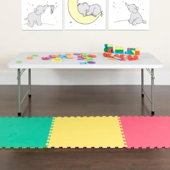 Emma and Oliver 4.93-Foot Kid's Granite White Plastic Folding Activity Table - Play Table image {1}