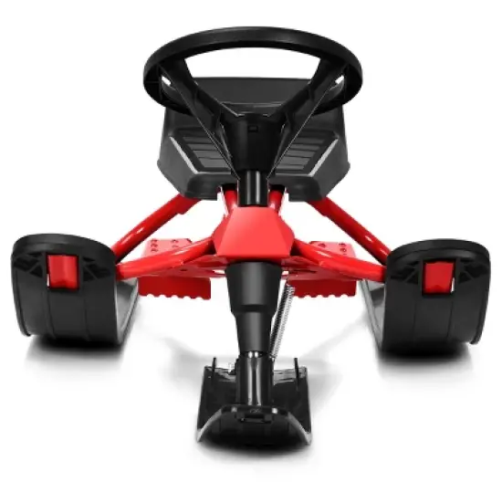 Costway Kids Snow Racer Sled Steering Wheel Double Brakes Pull Rope image {8}