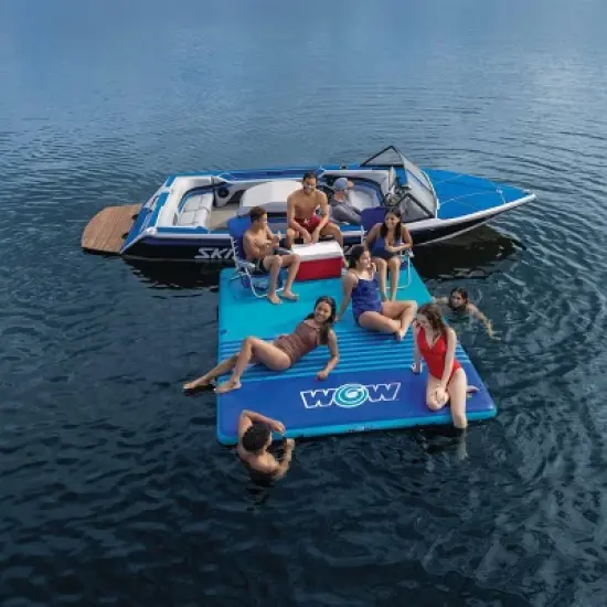 WOW 10' x 8' Vacation Station Inflatable Dock Float - Blue image {6}