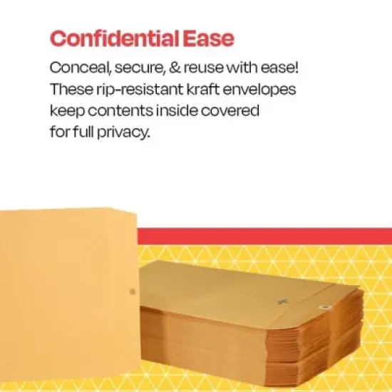 School Smart Kraft Envelopes with Clasp, 9-1/2 x 12-1/2 Inches, Pack of 100 image {3}