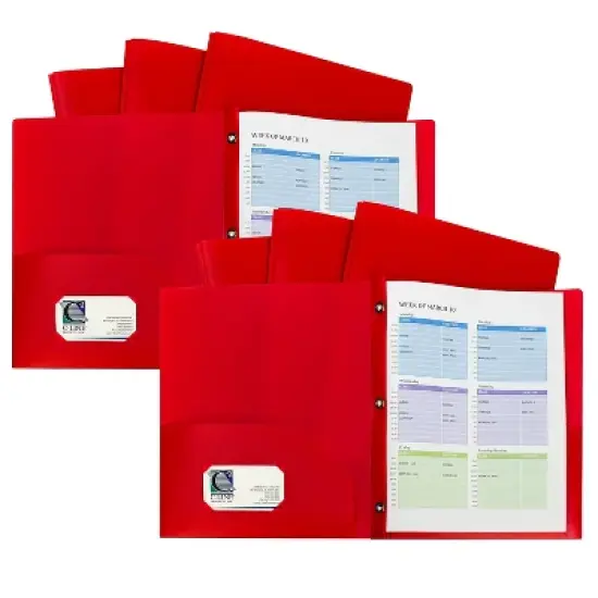 C-Line Heavyweight 2-Pocket Portfolio Folder with Fasteners Red 10/Pack 2 Packs/Bundle (CLI32964-2) image {1}