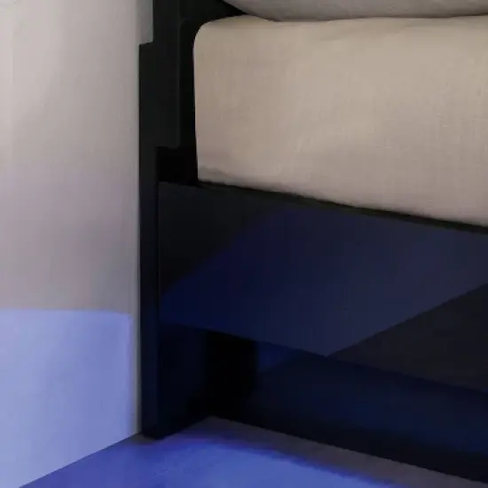 5pc Eastern King Cavatao Bedroom Set with Led Light Black/Chrome - miBasics: Modern Furniture, Chrome Accents image {3}