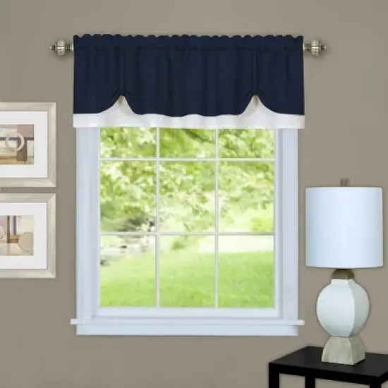 Kate Aurora Country Farmhouse Flax Linen Tie Up Window Valance image {4}