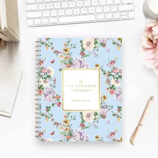 Day Designer 8.5"x11" 2025-2026 Weekly/Monthly Wirebound Planner Hardcover Springtime Blue image {1}