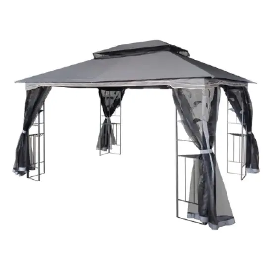 Sevobal Patio Umbrellas Outdoor Patio Gazebo Canopy Tent With Ventilated Double Roof And Detachable Mesh Screen On All Sides, Gray, 165"*120"*108" image {1}