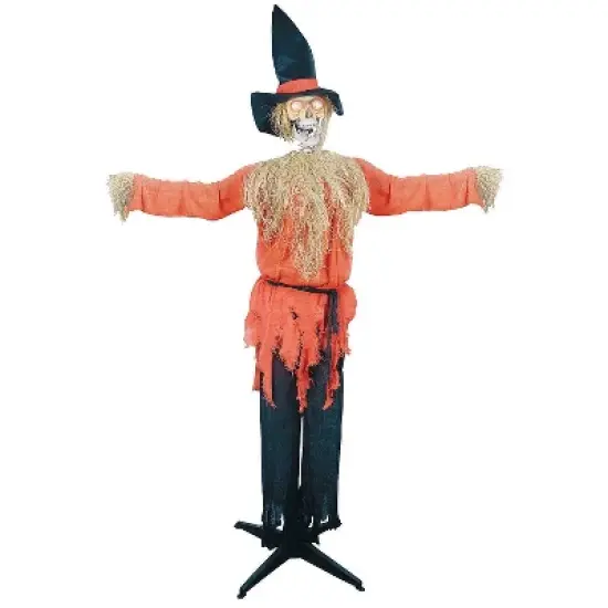 72" Animated Standing Scarecrow Halloween Decoration image {1}