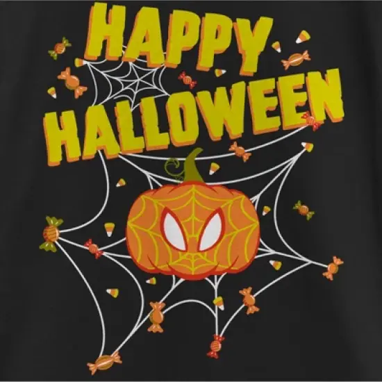 Girl's Marvel Spider-Man Jack-O'-Lantern Happy Halloween T-Shirt image {1}