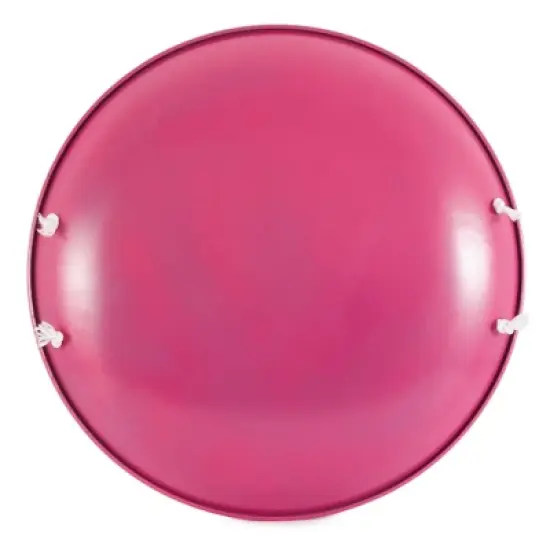 Slippery Racer ProDisc 26 Inch Heavy Duty Aluminum Iron Alloy Metal Kids Winter Saucer Snow Sled with Dual Riveted Soft Grip Rope Handles, Pink image {2}