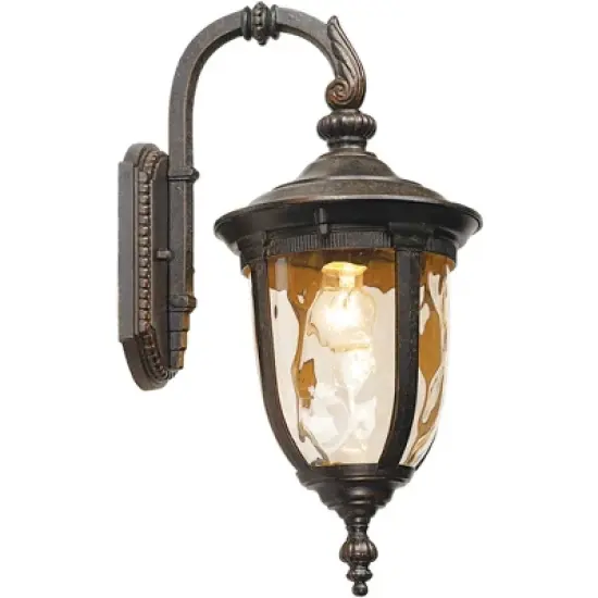 John Timberland Bellagio Vintage Rustic Outdoor Wall Light Fixture Bronze Downbridge 16 1/2" Champagne Hammered Glass for Post Exterior Barn Deck Yard image {6}
