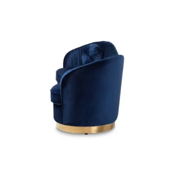 Nevena Velvet Sofa Blue - Baxton Studio image {7}