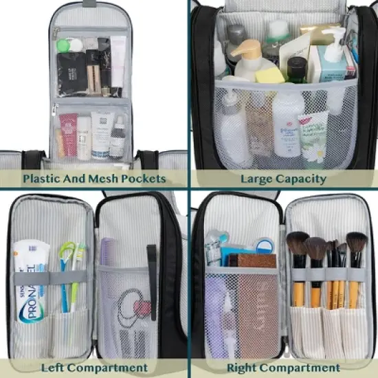 PAVILIA Toiletry Bag Travel Women Men, Hanging Water Resistant Makeup Accessories Cosmetic Organizer Large Essential Kit image {3}