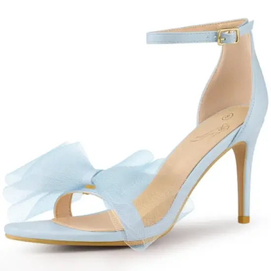 Perphy Women's Open Toe Ankle Strap Bow Tie High Heels Stiletto image {12}