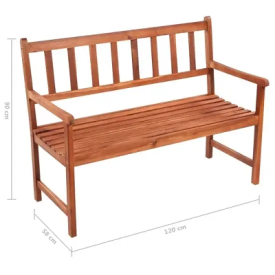 vidaXL Outdoor Patio Bench Wooden Garden Bench with Cushion Solid Wood Acacia - Light Blue 47.2" x 19.7" x 2.8" image {8}