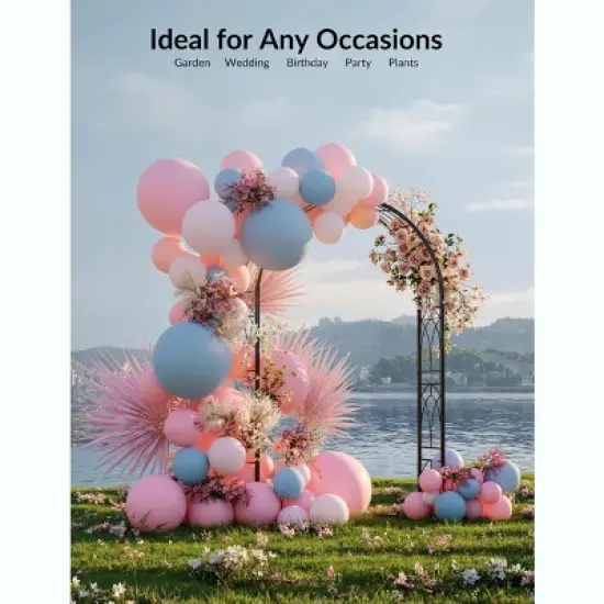 8FT Garden Arch Arbors, Reinforced Wedding Arbor with Ground Anchors, Rustproof Outdoor Trellis for Climbing Roses image {4}