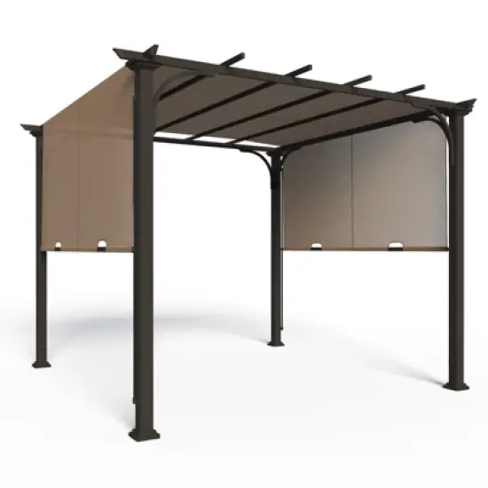 EAGLE PEAK 10'x10' Outdoor Pergola Canopy, Retractable Textilene Shade image {8}