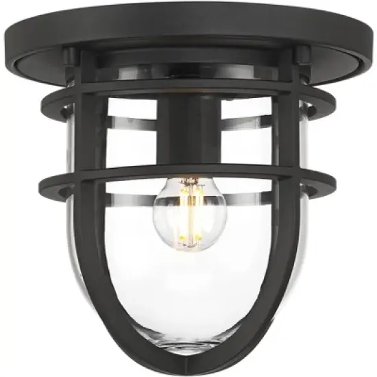 John Timberland Ballast 7 3/4" High Textured Black Outdoor Flush-Mount Ceiling Light image {6}