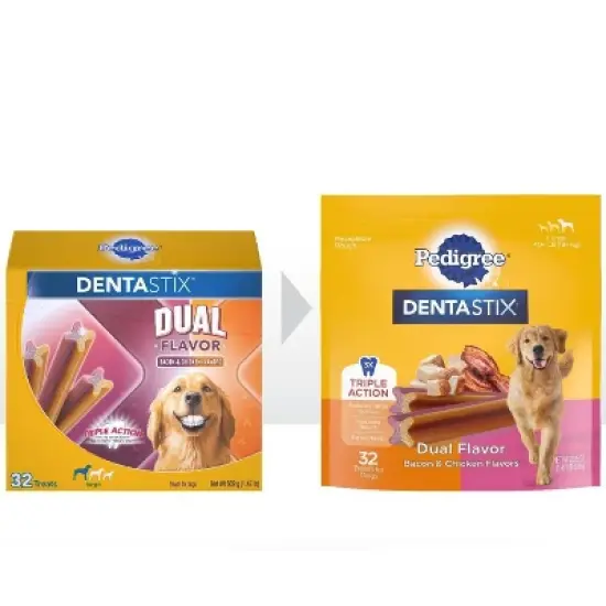 Pedigree Dentastix Dual Flavor Bacon and Chicken Large Adult Dog Treats -&nbsp; 32ct/1.47lbs image {3}