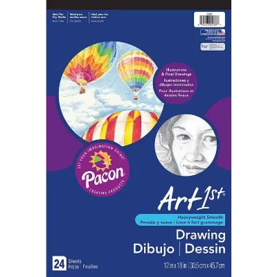 Pacon Art1st 18" x 12" Drawing Sketch Pad 24 Sheets/Pad 3/Bundle (PAC4737) PAC4737-3 image {1}
