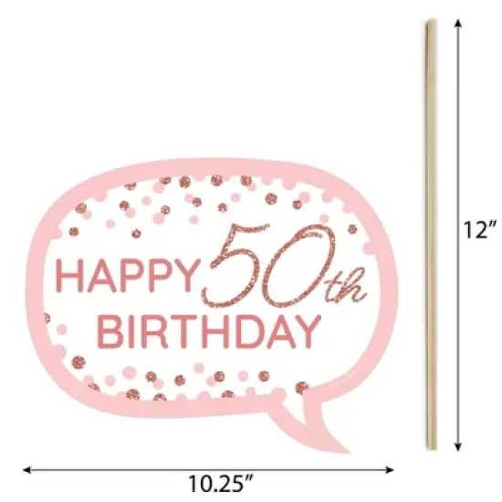 Big Dot of Happiness Funny 50th Pink Rose Gold Birthday - Happy Birthday Party Photo Booth Props Kit - 10 Piece image {3}