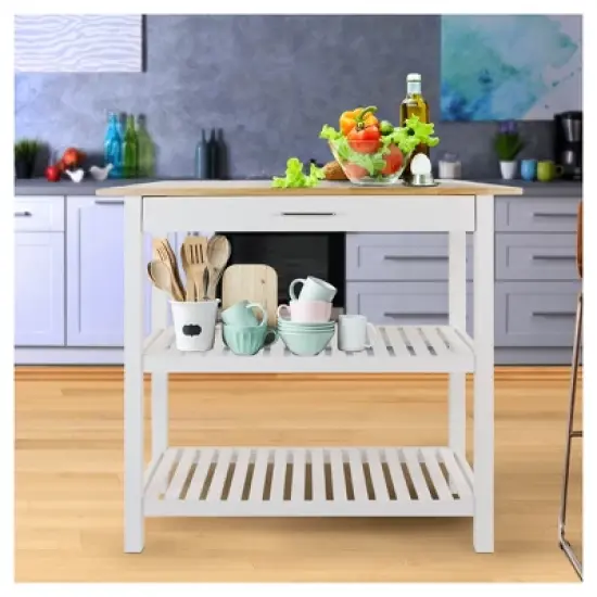 Kitchen Island with Two Shelves - Flora Home image {4}