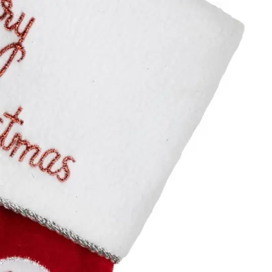 Northlight 20" Red Velveteen Golf Themed Christmas Stocking with White Embroidered Cuff image {4}