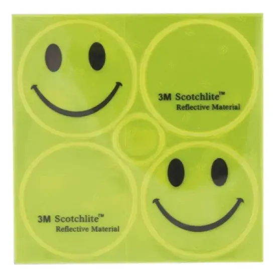 M-Wave 3M Scotchlite Reflective Sticker Set, Hi Vis Yellow, Smiley Face image {1}