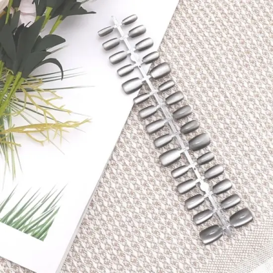 Unique Bargains Women's Full Coverage Fake Nails XS Deep Gray 1 Pc image {4}