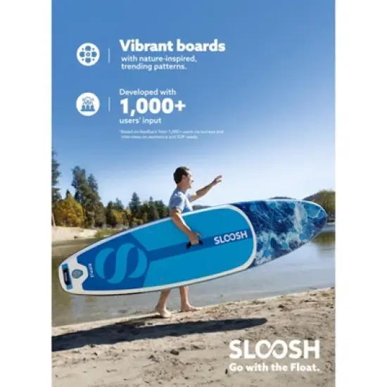 SLOOSH 126'' Ripple Inflatable Stand Up Paddle Board SUP with Premium Accessories, Non-Slip EVA Deck, Bag Included for Youth & Adults Water Adventure image {1}