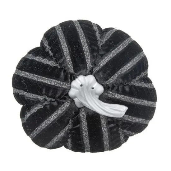 Whisen Fabric Stripe Pumpkin Decor, Holiday Halloween Decoration - Black & White image {6}