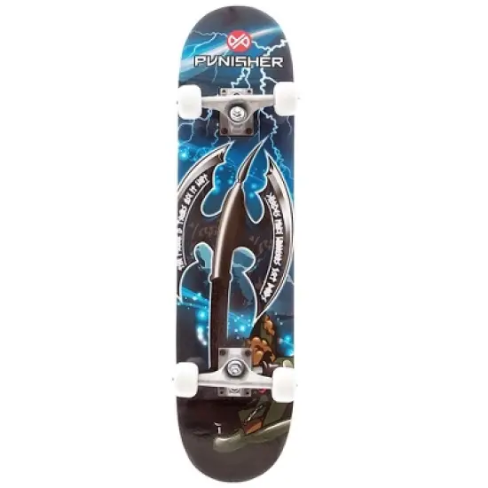 Punisher Skateboards Warrior Complete 31-Inch Skateboard with Canadian Maple, Blue image {1}
