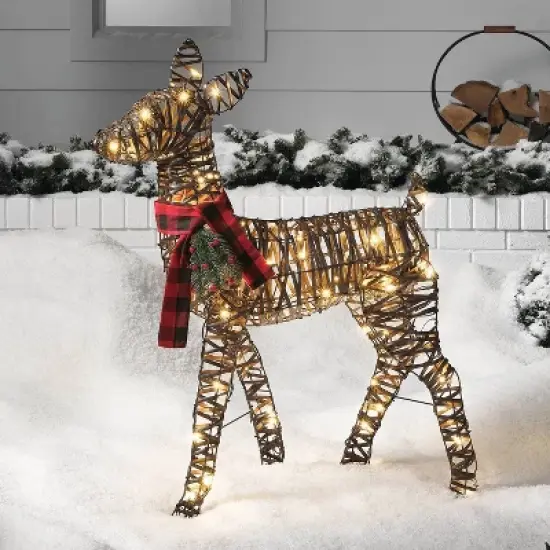 LED 37" Faux Rattan Doe Christmas Novelty Sculpture Light Warm White - Wondershop&trade; image {1}