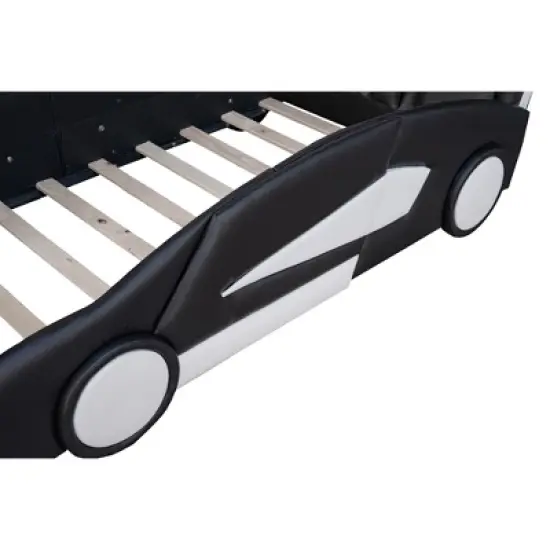 Twin Size Race Car-Shaped Platform Bed with Wheels-ModernLuxe image {10}