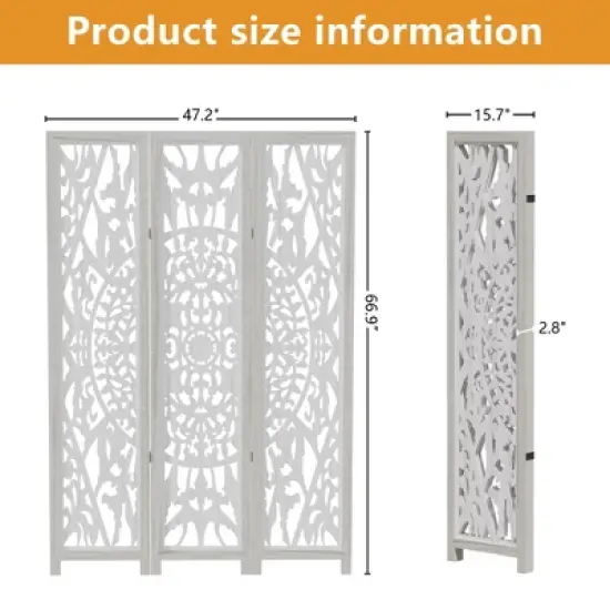 Lirago 68 in. Wood Outdoor Privacy Screens Garden Outdoor Fence 3 pieces White image {4}