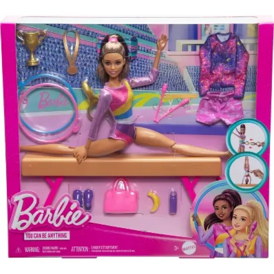 Barbie Gymnastics Playset with Brunette Fashion Doll, Balance Beam, 10+ Accessories & Flip Feature image {5}