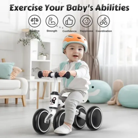Allobebe 4-Wheel Baby Balance Bike with Adjustable Seat Mint Green image {4}