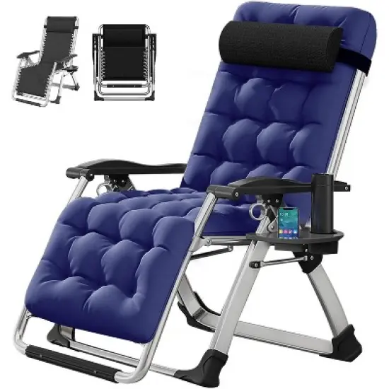 Docred Standard & XL Zero Gravity Chair with Cushion, Cup Holder & Headrest for Lawn, Patio & Pool image {9}