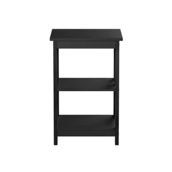 Hastings Home End Table with Two Shelves, X-Leg Design, and Wooden Stand, Black image {6}