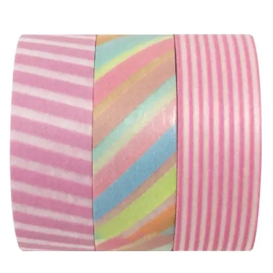 Wrapables Basic Pink Japanese Washi Masking Tape (Set of 3) image {3}